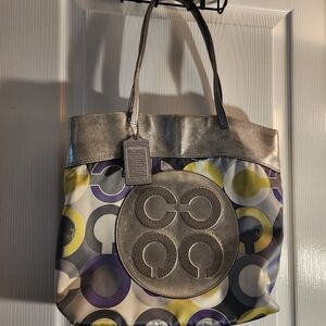 Coach Poppy Metallic and Patterned Tote Bag